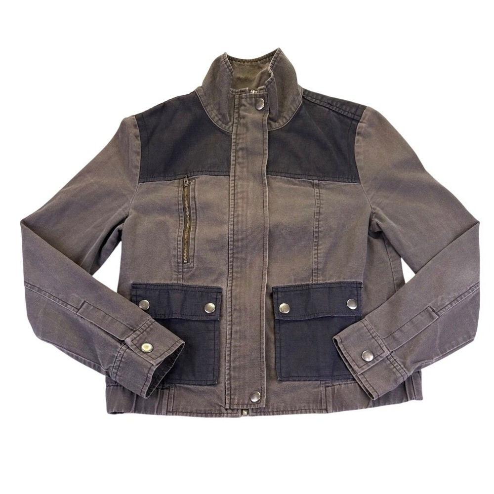 Rubbish Womens Utility Jacket Grey Charcoal Cotton Canvas Full Zip M Grunge
